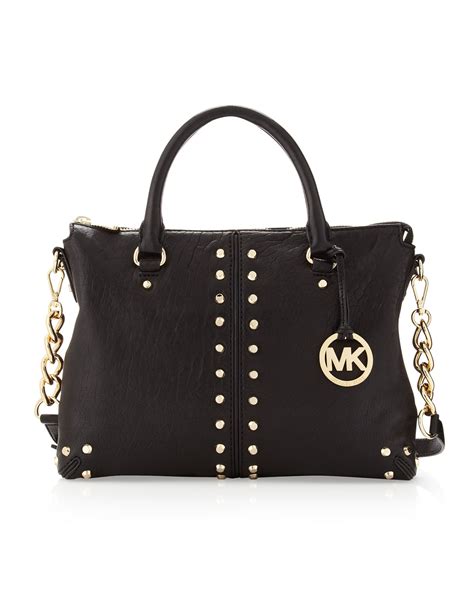 michael kors bag blacksmall|Michael Kors black studded bag.